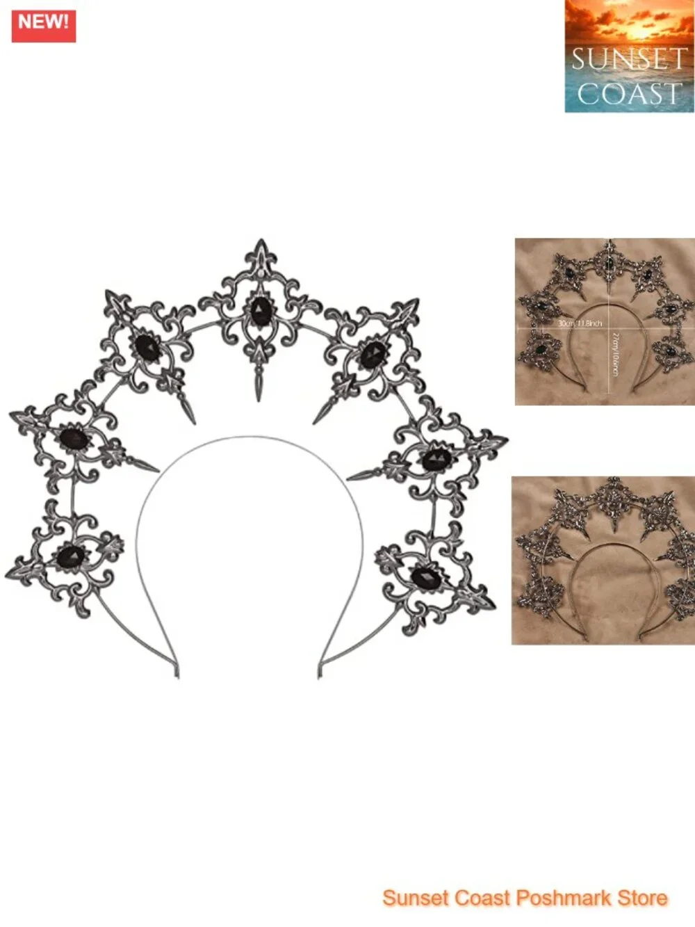 Gothic Medieval Halo Crown Headband Baroque Style Women's Alloy